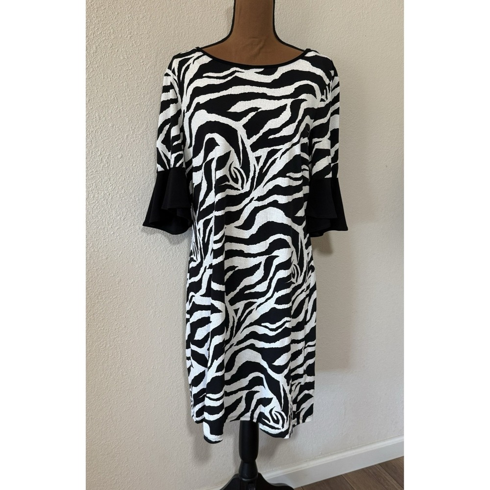 NWT Frank Lyman Zebra Print Dress Size 12 Tiered Bell Sleeve Style 186228 Canada